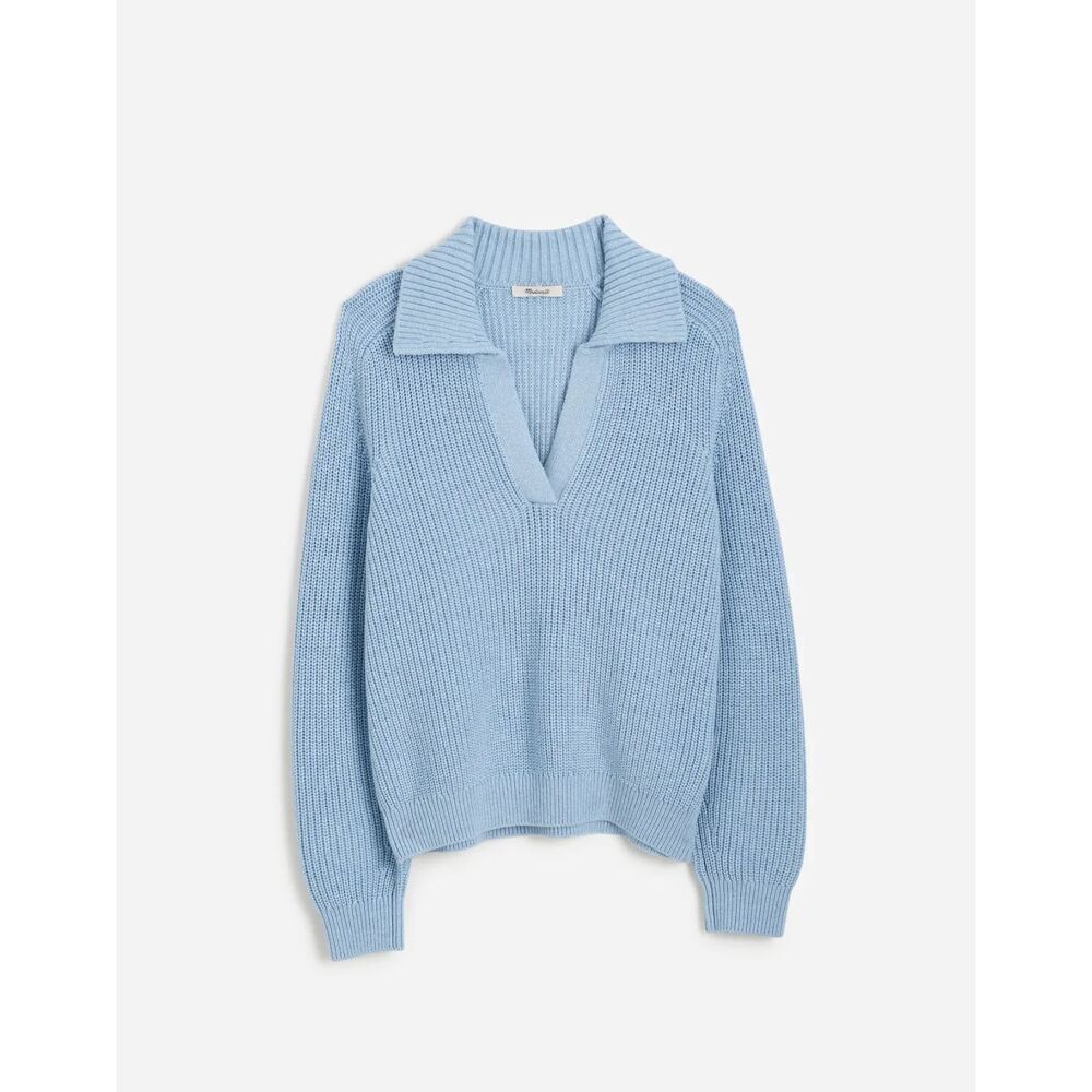 Madewell Cotton/Cashmere Blend Shaker-Stitch Johnny Collar Sweater hthr dawn - L